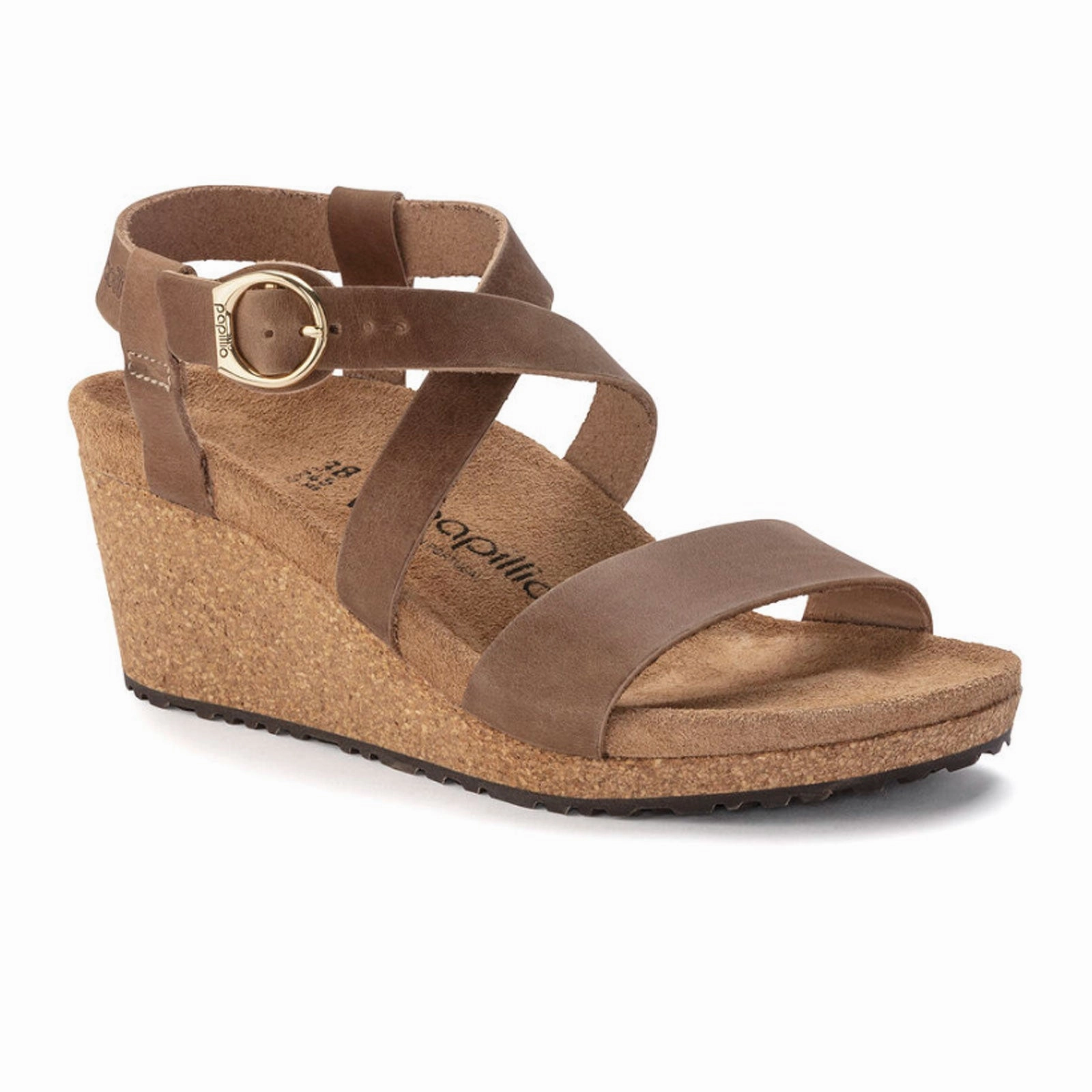 Birkenstock Sibyl Ring-Buckle Narrow Wedge Sandal (Women) - Cognac Oiled Leather Simple Cut Urban Essentials