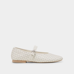 ROSLYN WOVEN BALLET FLATS TRUE WHITE WOVEN LEATHER Refined Walk