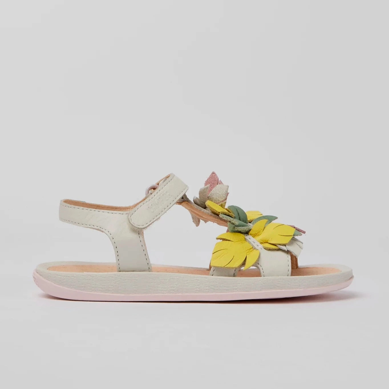 Heat Retention Camper Kids Girl TWINS White Leather Sandals