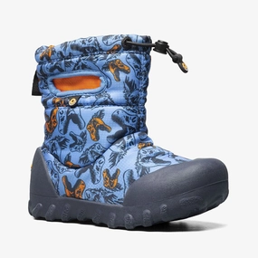 Air Trip Slip On Easy Adjust Buckles Bogs Kids Snow Boots B-MOC SNOW COOL DINOS in Blue