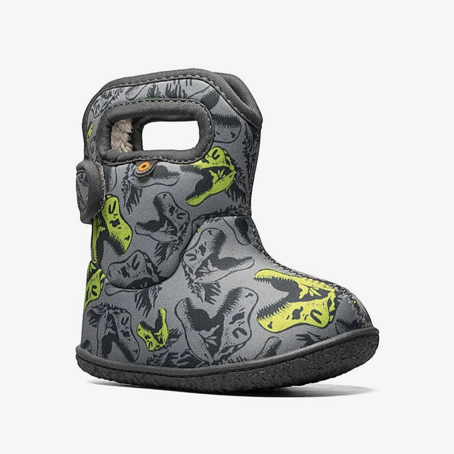 Bogs Kids Snow Boots COOL DINOS in Grey Travel Ready