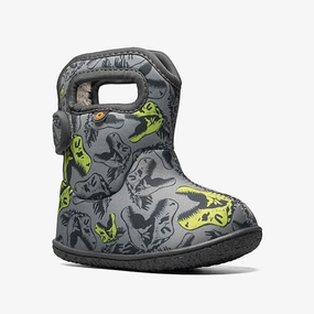 Bogs Kids Snow Boots COOL DINOS in Grey Soft Walk