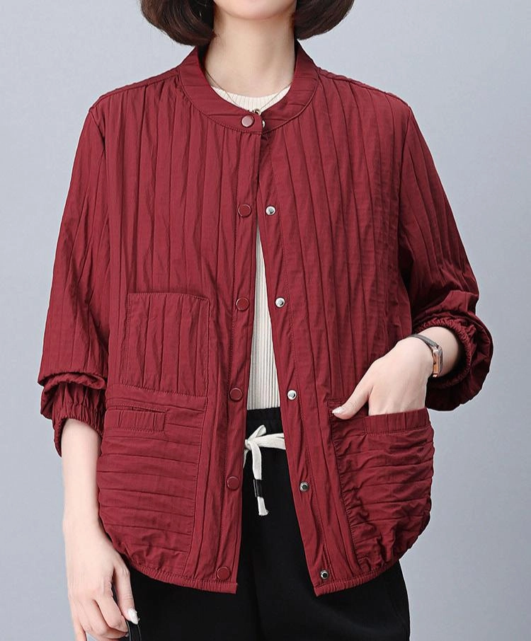 Women Elegant Casual Pleated Jackets Multi Layer Option