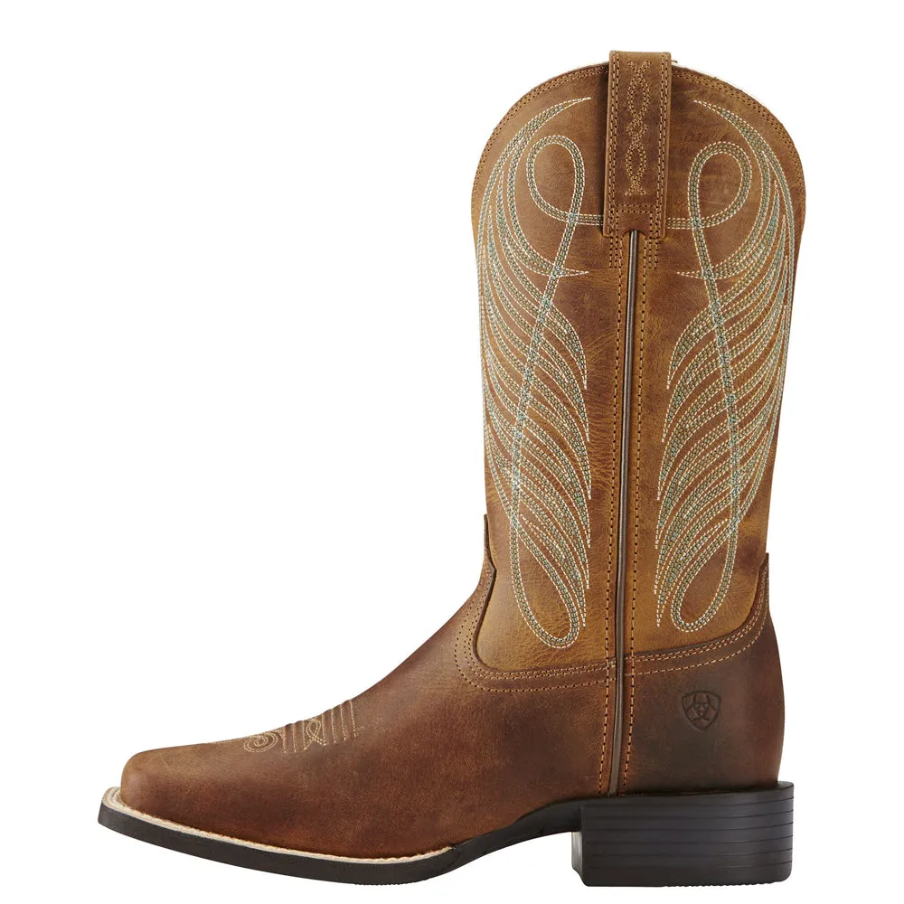 Women's Round Up Wide Square Toe Western Boots 10018528 dirtiest Sleek Wear