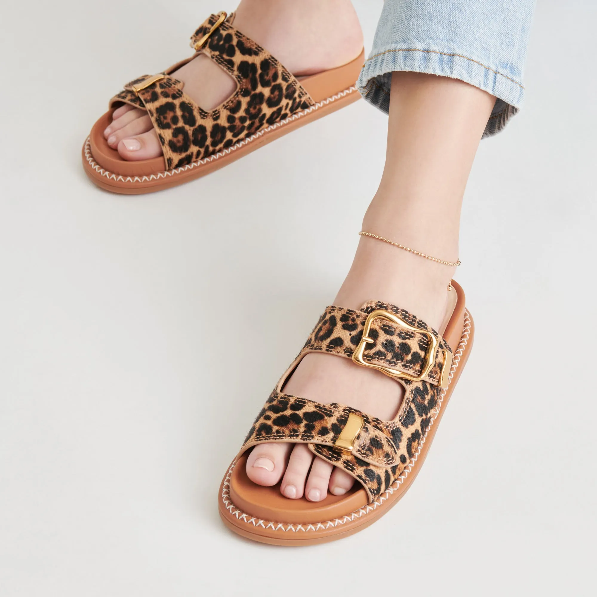 SEVANA SANDALS DK LEOPARD CALF HAIR Waterproof Tech front - zip