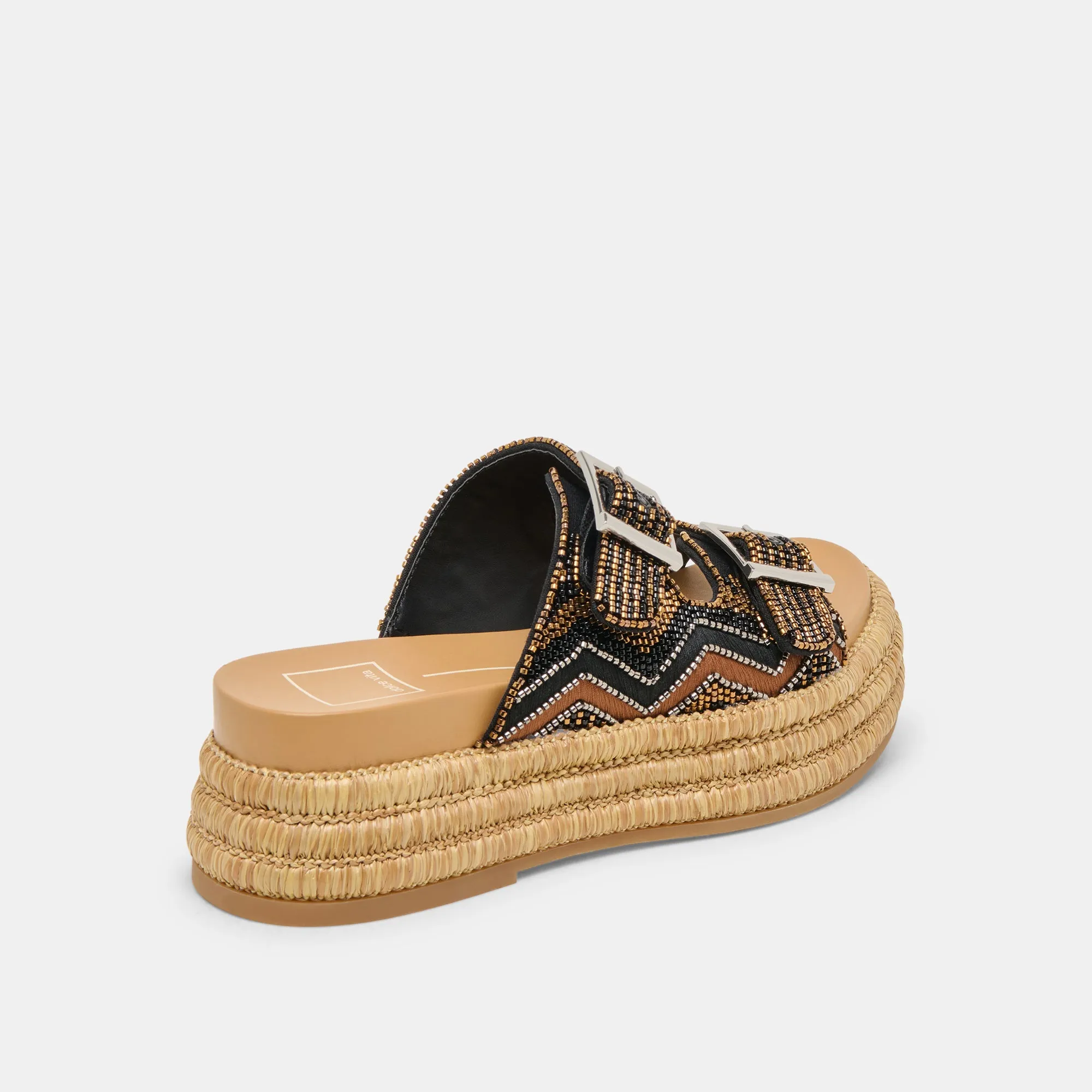 Slip Resistant Grooves WIXIE SANDALS BLACK MULTI BEADS