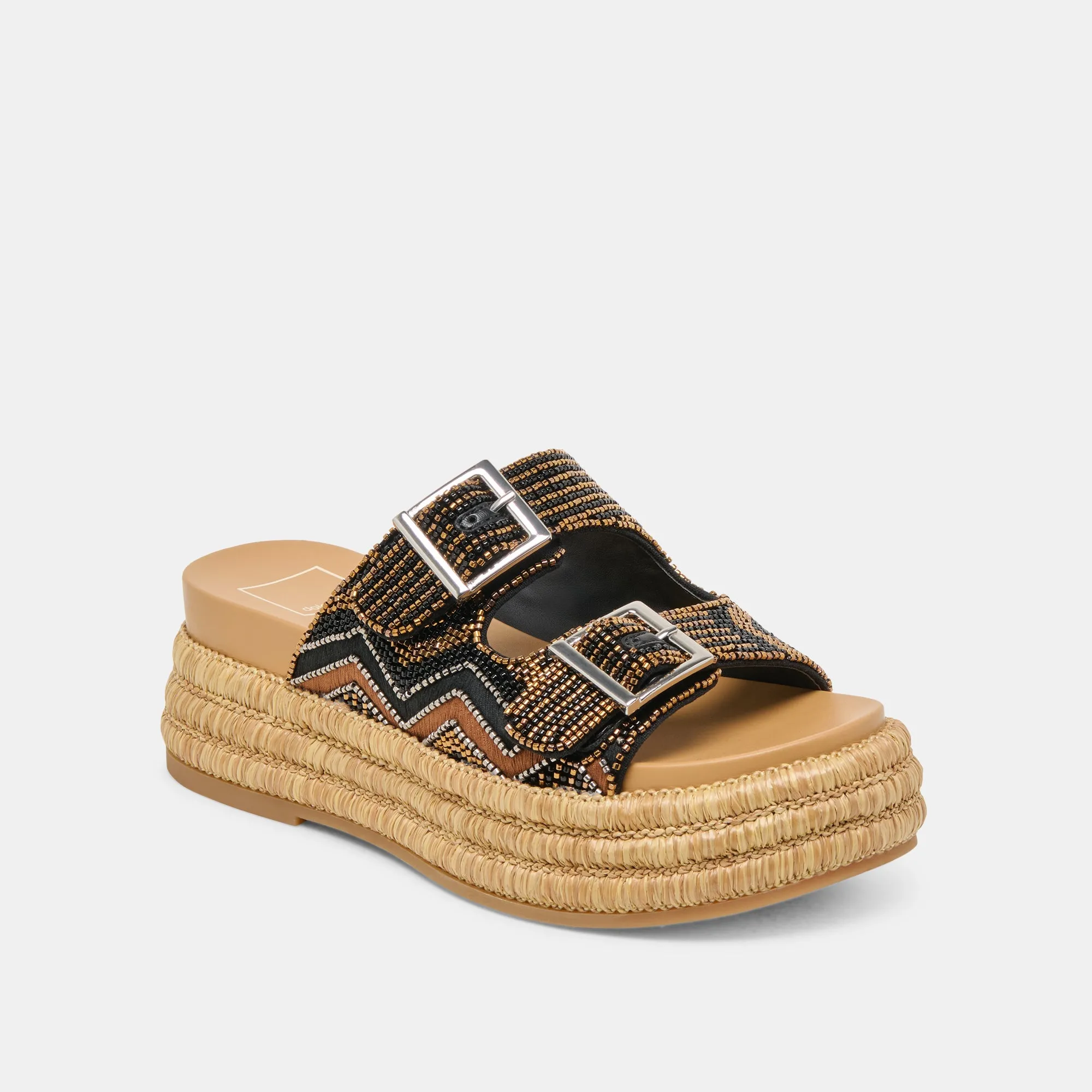 Flexible Midsole elegant design WIXIE SANDALS BLACK MULTI BEADS