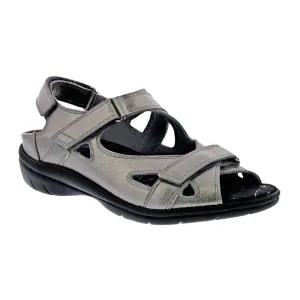 Drew Lagoon Backstrap Sandal (Women) - Pewter Leather Chill Slip