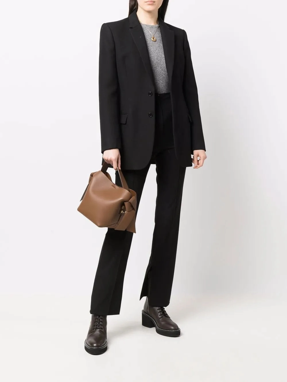 Ortigia LDS Ribbed Long Sleeve T-shirt in Grey NonScratchyLining