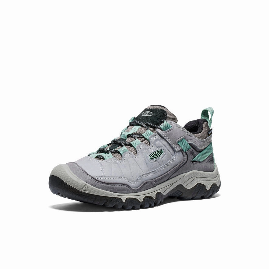 Women's Targhee IV Wide Waterproof Hiking Shoe  |  Alloy/Granite Green Ergonomic Heel Cup