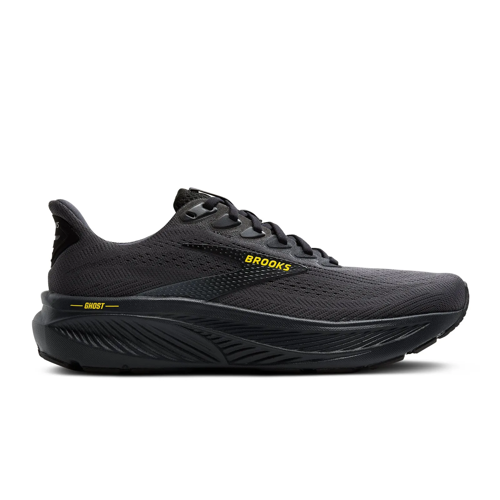 Brooks Ghost 17 Running Shoe (Men) - Ebony/Black/Yellow Avant Mood