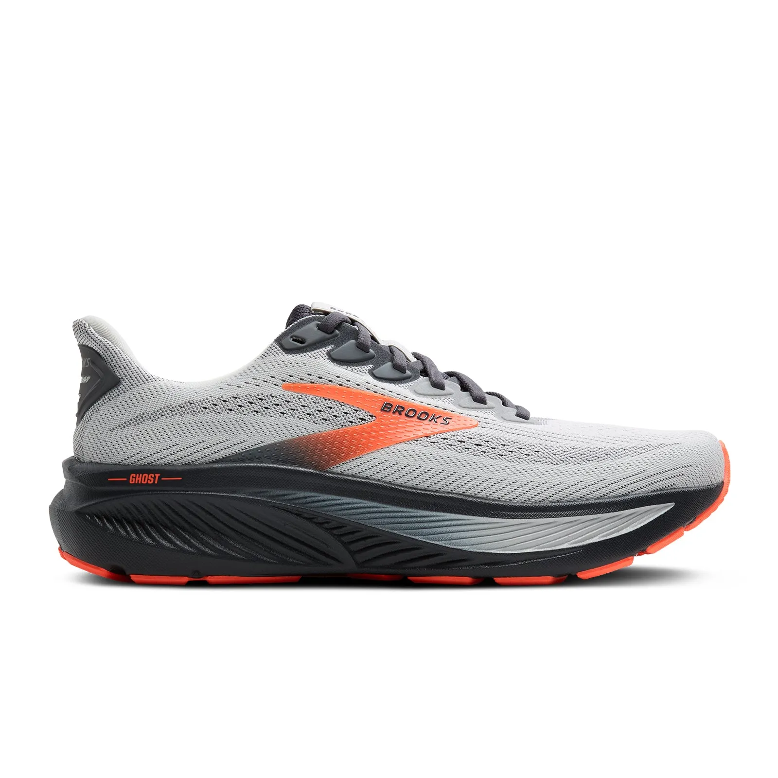 Brooks Ghost 17 Running Shoe (Men) - Oyster Mushroom/Orange/Ebony Mid Rise