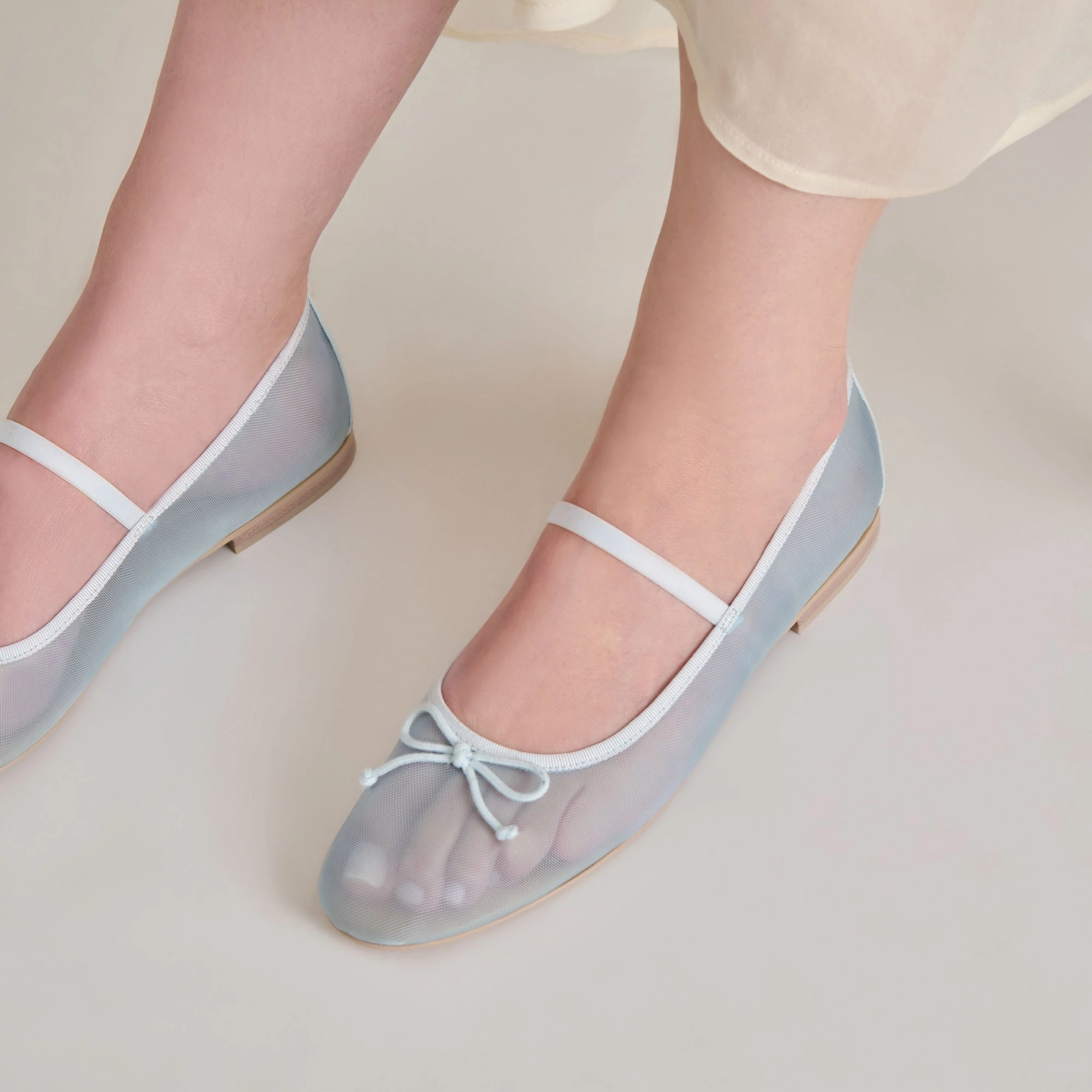 Sculpted Heel Candle Mood CADEL BALLET FLATS ICE BLUE MESH