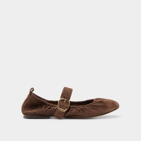 Minimalist Design Glamorous Appeal CAELY BALLET FLATS DK BROWN SUEDE