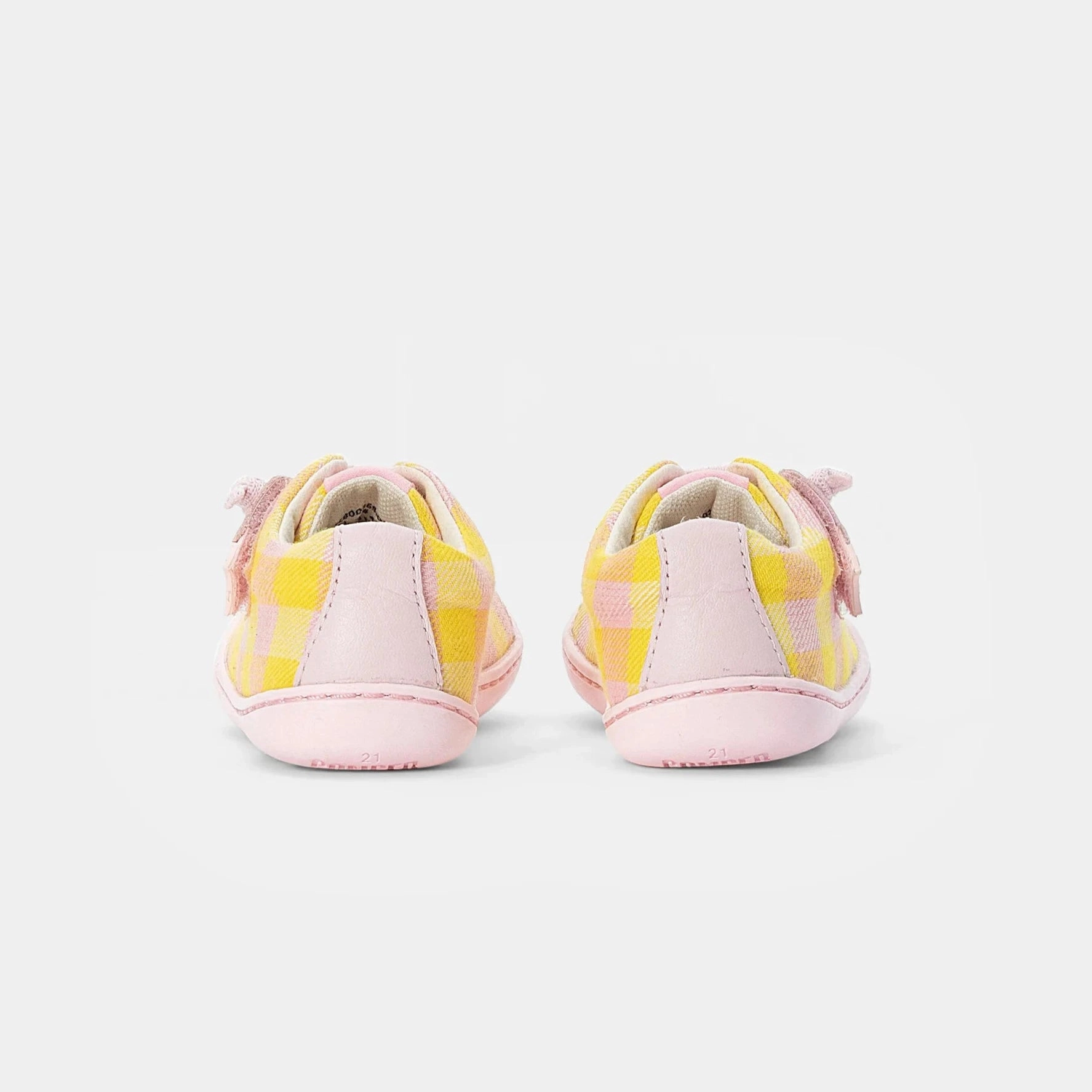 Camper Kids Baby PEU Yellow / Pink Plaid Leather Sneakers Shoes Unisex