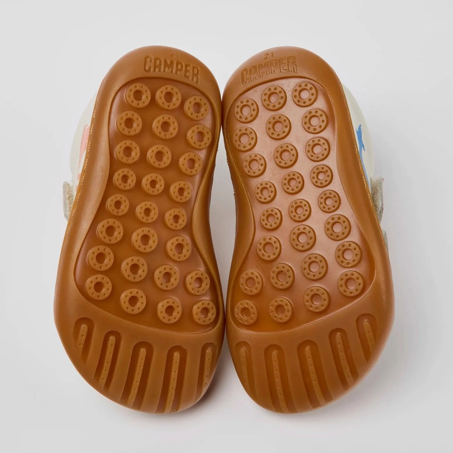 Camper Kids Baby TWINS White Printed Leather Sneakers Shoes Shock Absorption Midsole Universal Fit Design