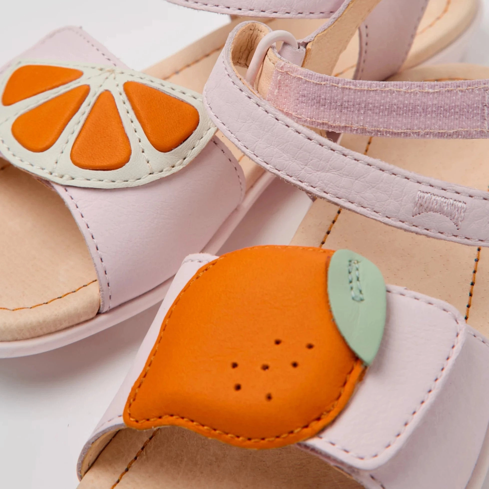 Multi   Tread Camper Kids Girl TWINS Pink Leather Sandals