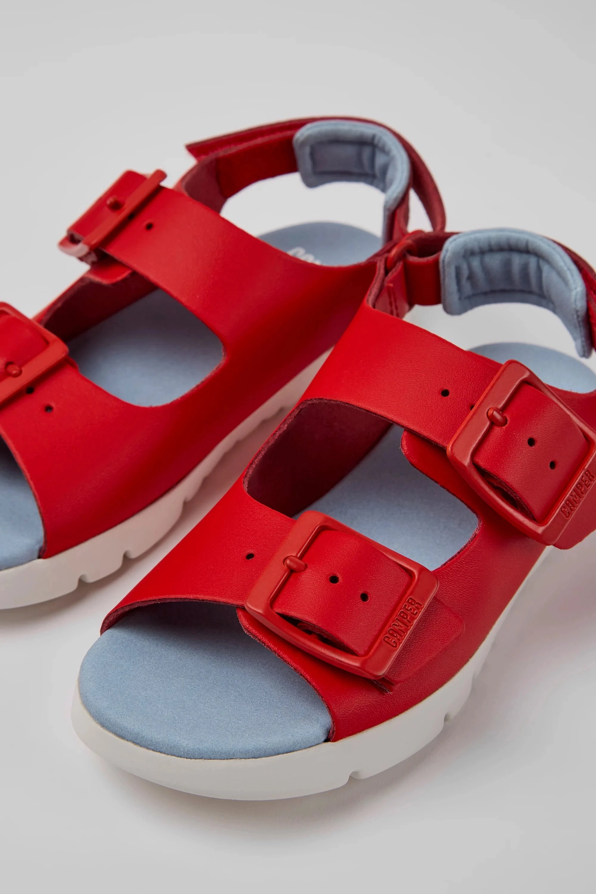 Camper Kids ORUGA Red Leather Sandals Zero Break In Design Sneaker Upgrade