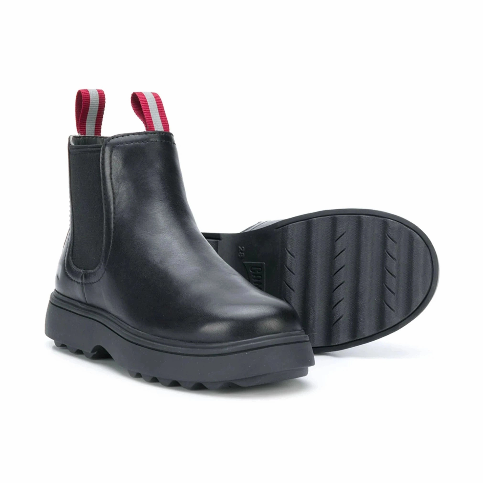 Camper NORTE Kids Black Leather Ankle Boots Slip In