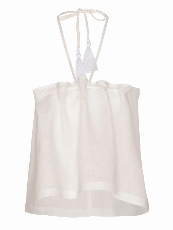 Torsion Support Structure FrenchTerryTexture Caricia Eterna Pleated Linen Halter Top in Off White