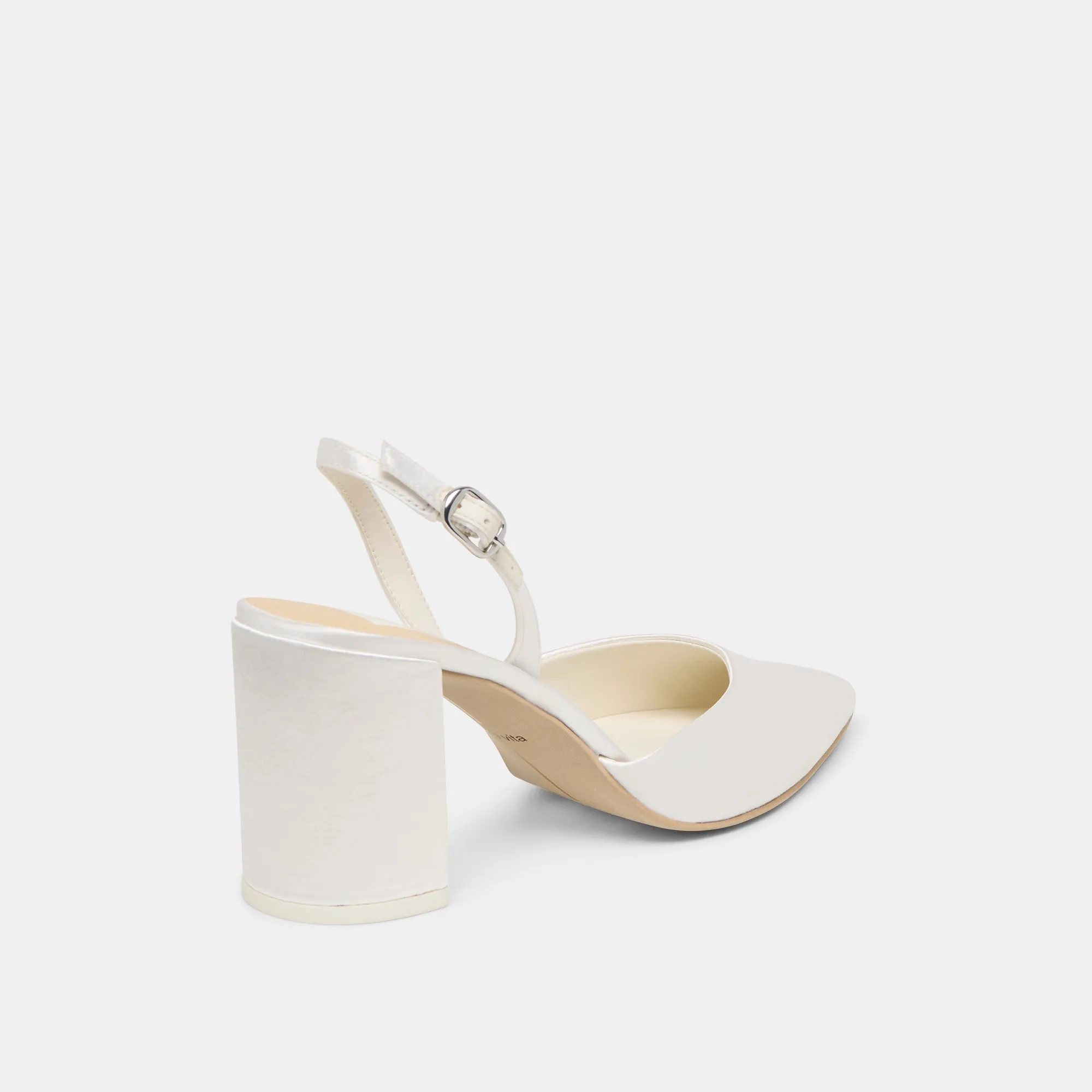 Grip Enhancing Outsole CAREL HIGH HEELS TRUE WHITE SATIN