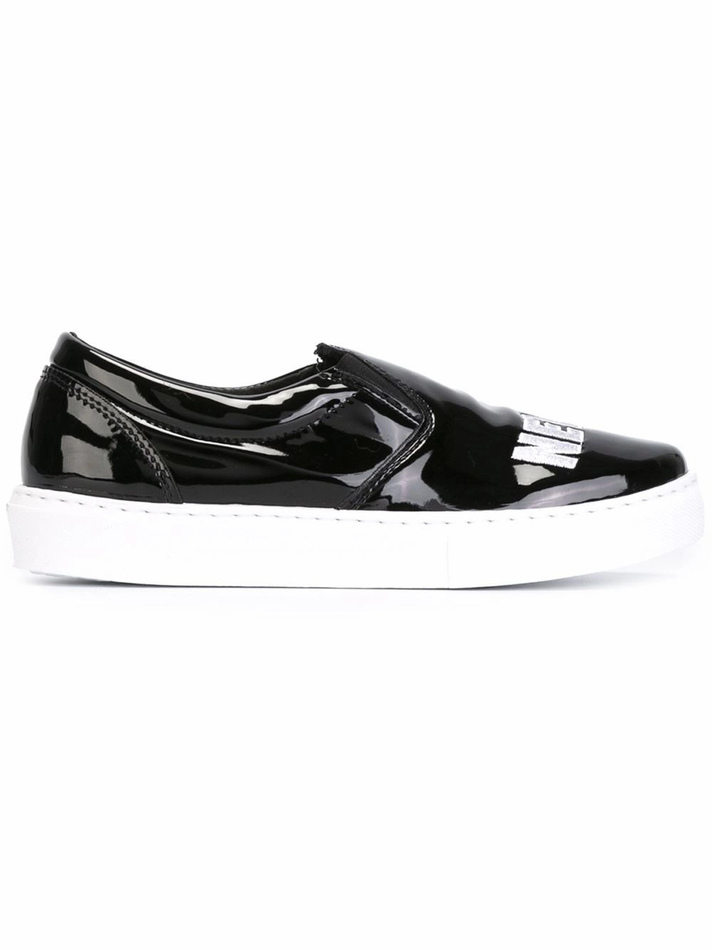 Chic Shoes Chiara Ferragni Women's Never Stop Leather Slip On Sneakers Flats Black
