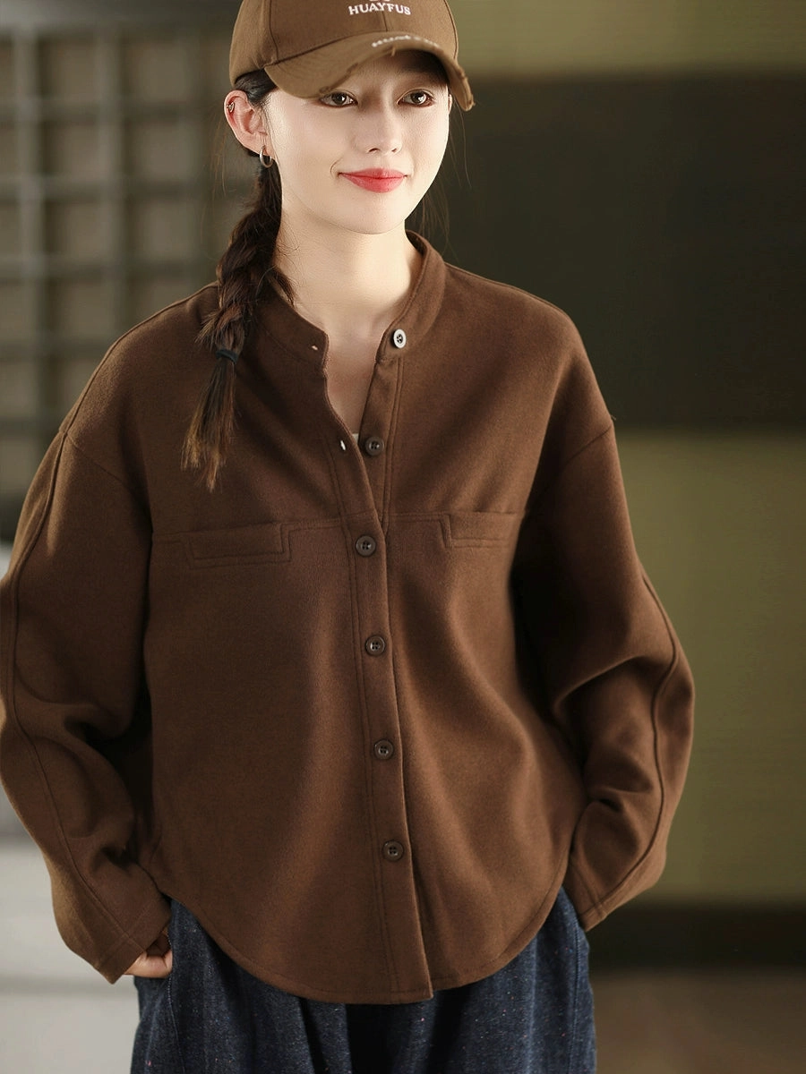 Autumn Cashmere Warm Solid Color Single-Breasted Cardigans Thermal Regulation System Noise Free Fabric