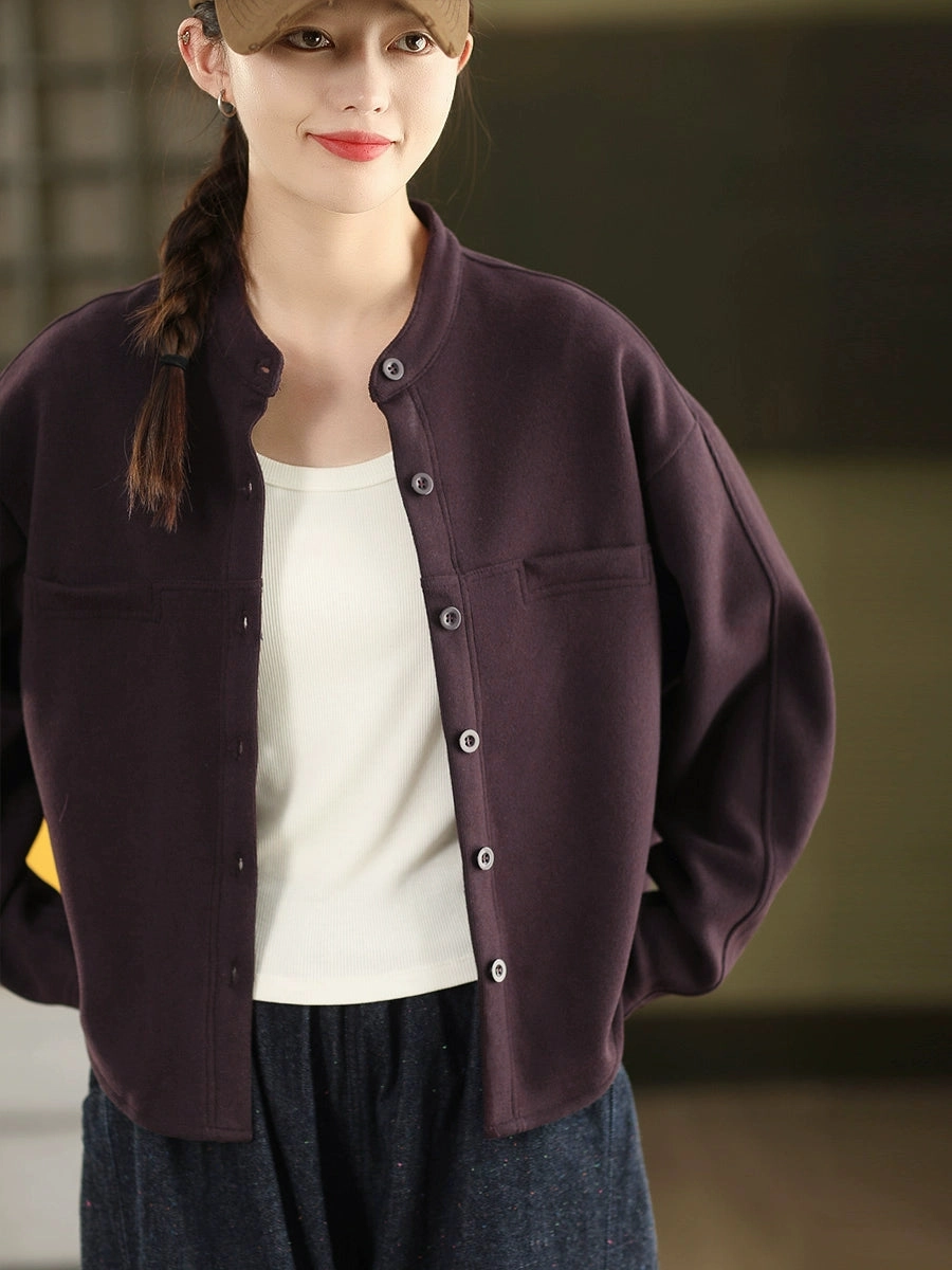 Autumn Cashmere Warm Solid Color Single-Breasted Cardigans Classic Ribbed Cuffs Layered Drape