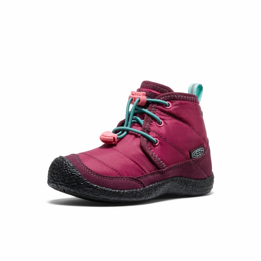 Functional Footwear Padded Interior Rough Trail Hiker Little Kids' Howser II Waterproof Chukka  |  Beaujolais/Pool Blue