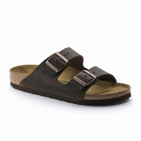 Birkenstock Arizona Narrow Slide Sandal (Unisex) - Habana Oiled Leather Cross Floor