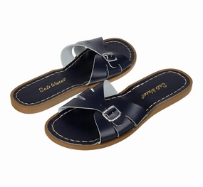 Classic Slide Navy Womens Sandal Open Design Flower Pop