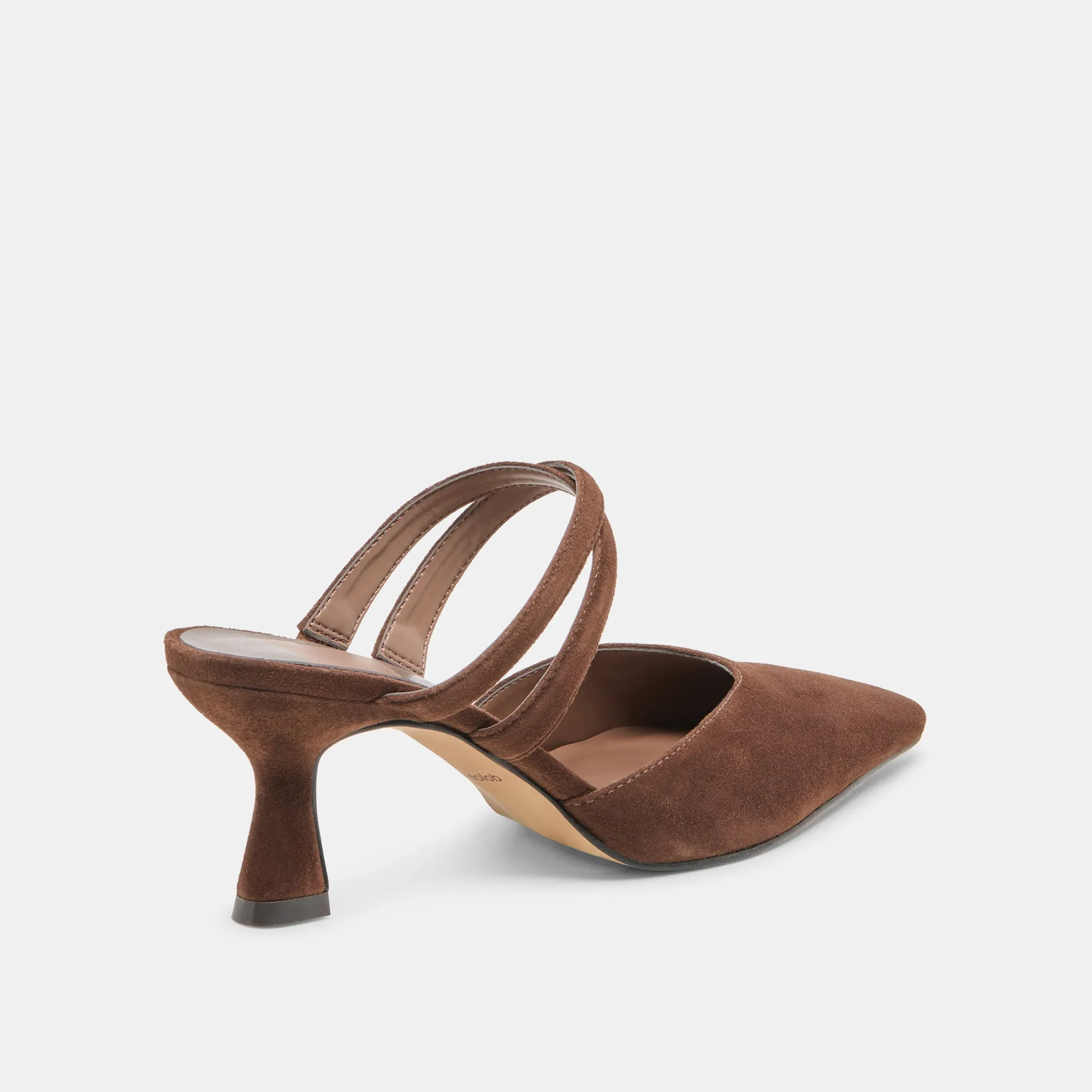 Stitched Toe Box LINORE HEELS DK BROWN SUEDE