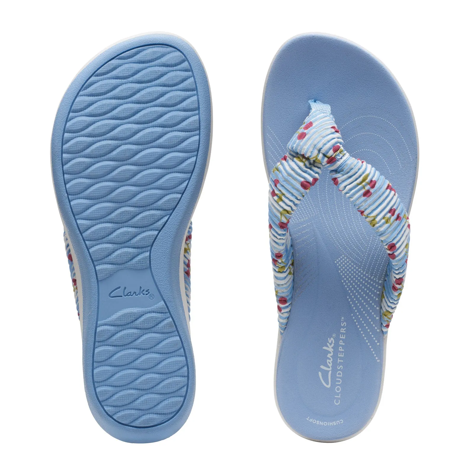 Comfortable Insole Quick Comfort Slides Clarks Arla Glison Sandal (Women) - Blue Synthetic