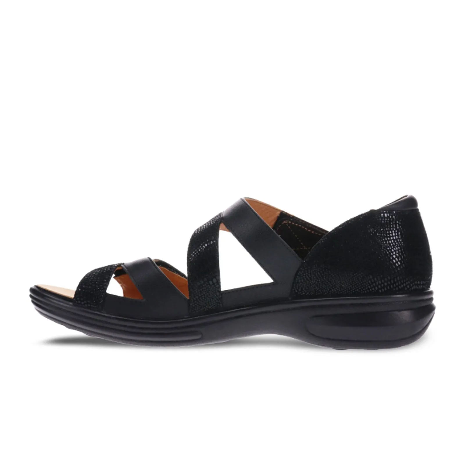 Revere Mauritius Backstrap Sandal (Women) - Black Lizard Soft Sandal Fit Soft Upper Straps