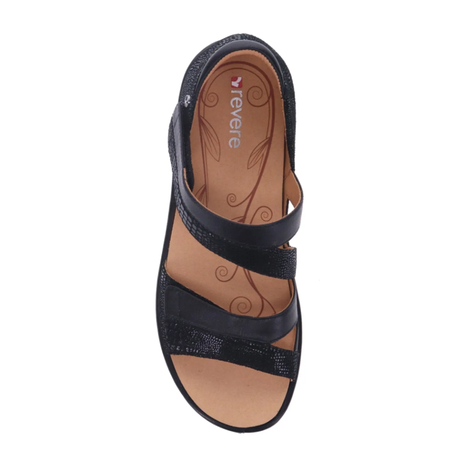 Revere Mauritius Backstrap Sandal (Women) - Black Lizard Outdoor Relax Fit