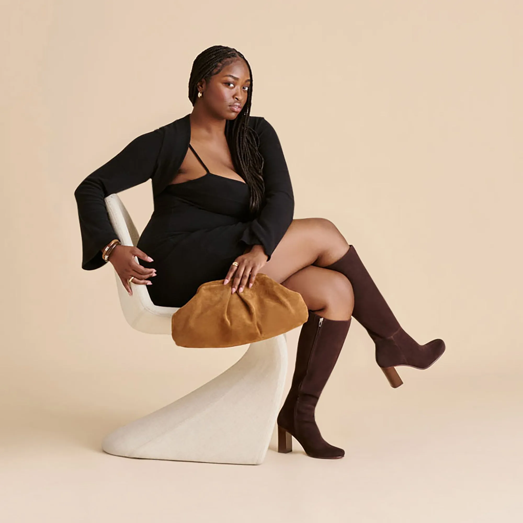 Rocker Sole Design HUDSIN WIDE CALF BOOTS MAHOGANY SUEDE