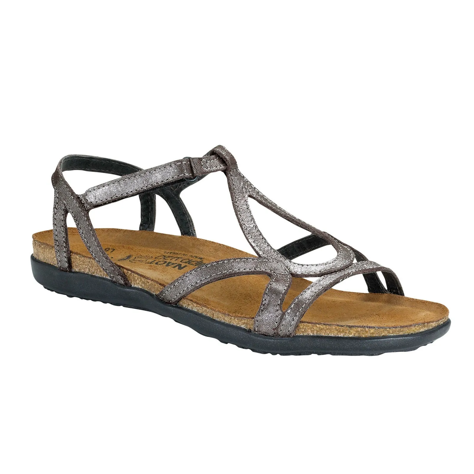 Sweat Proof Quick Release Buckle Naot Dorith Backstrap Sandal (Women) - Silver Threads Leather
