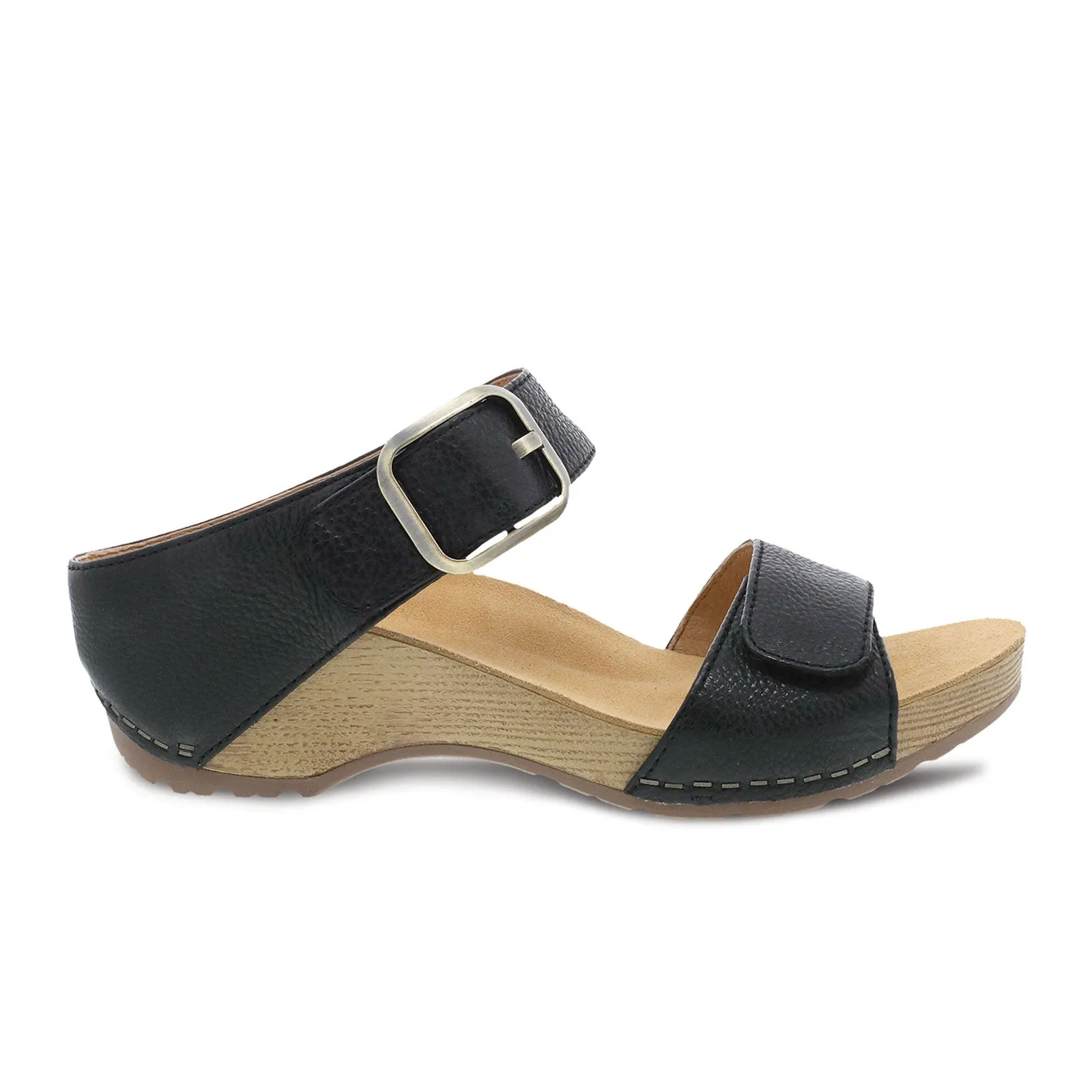 elegant design Casual Wear Dansko Tanya Wedge Sandal (Women) - Black Milled Burnished