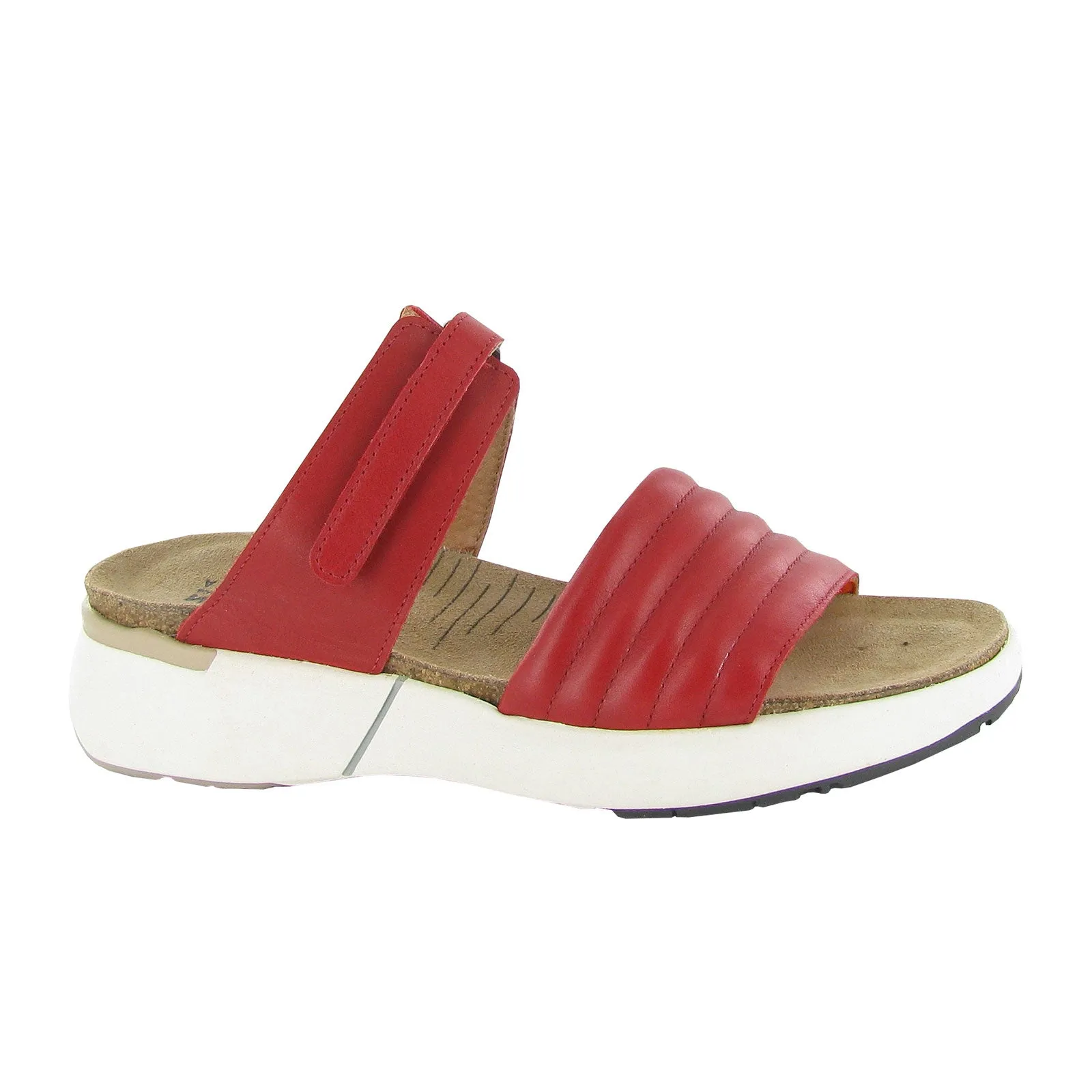 Naot Vesta Slide Sandal (Women) - Kiss Red Leather Trail lace up closure