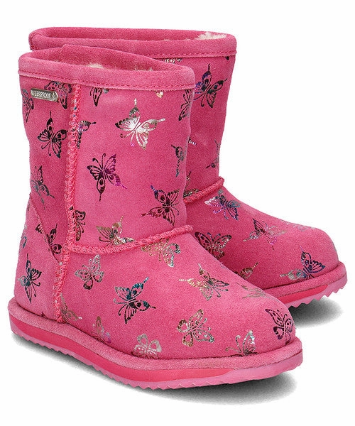 Travel Glam EMU AUSTRALIA Kids Girls Flutter Brumby Waterproof Snow Boots in Hot Pink