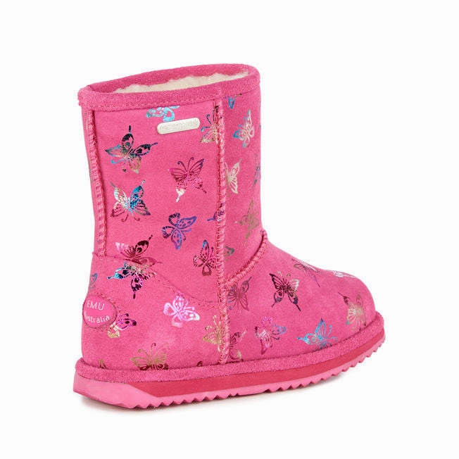 EMU AUSTRALIA Kids Girls Flutter Brumby Waterproof Snow Boots in Hot Pink Open Toe Comfortable Footwear For Outdoors