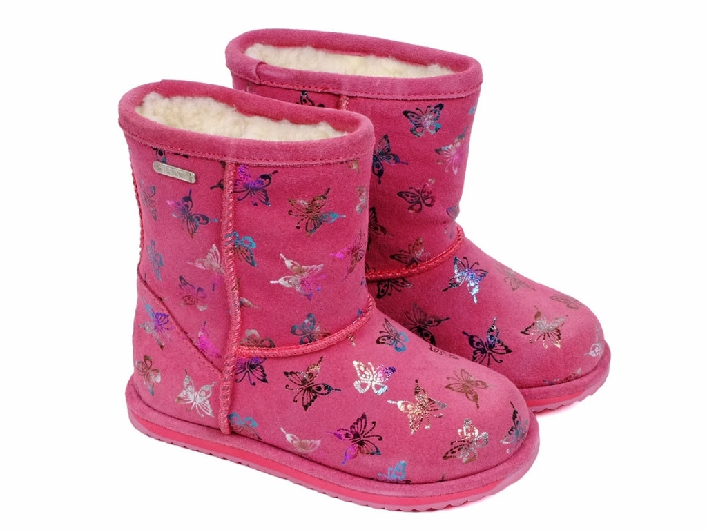 Soft Insole EMU AUSTRALIA Kids Girls Flutter Brumby Waterproof Snow Boots in Hot Pink