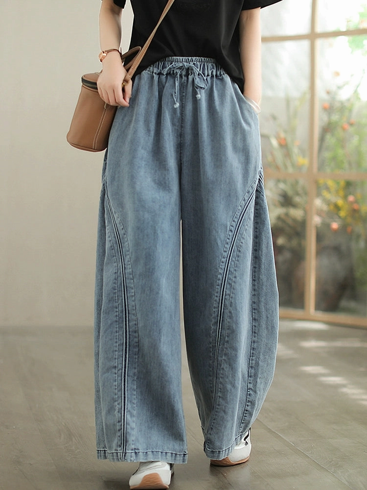 Comfortable Inside Women Spring Cotton Casual Patchwork Straight-Leg Jeans