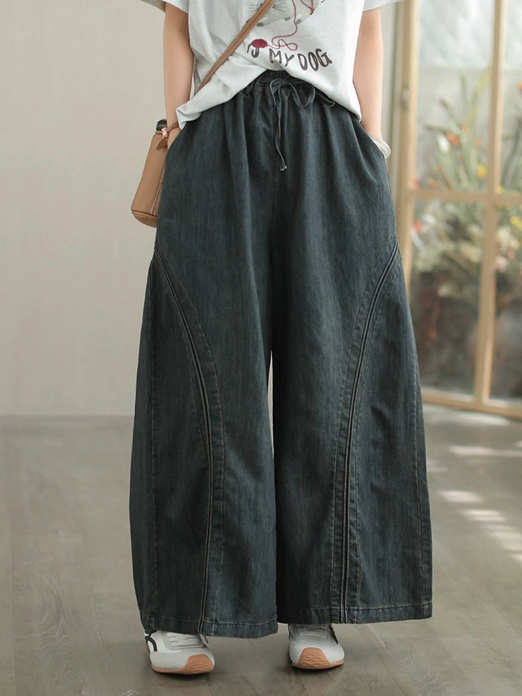 Women Spring Cotton Casual Patchwork Straight-Leg Jeans No Chafing Natural Fit