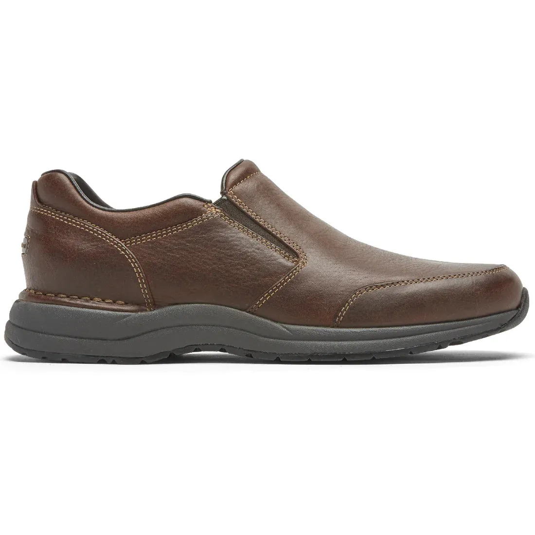 Low Profile Silhouette Tread Pattern ROCKPORT MEN'S EDGE HILL 2 DOUBLE GORE SLIP-ON - BROWN