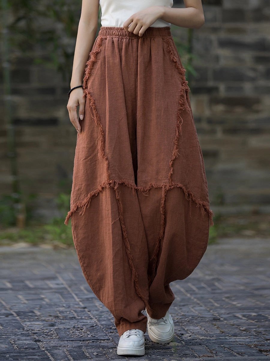 Long Lasting Casual Loose Fringed Ramie Harem Pants