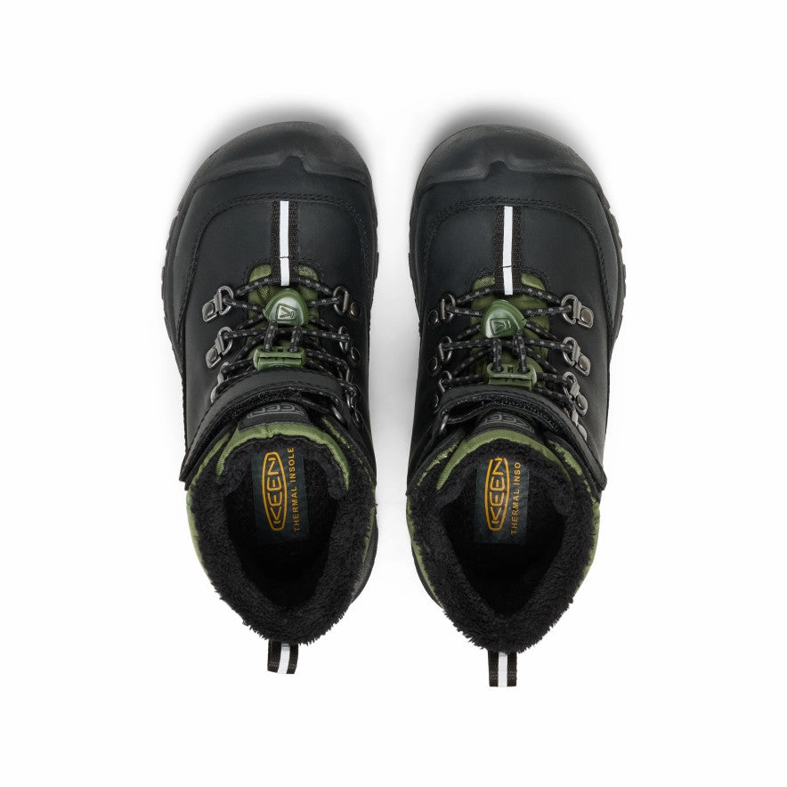 ArchSupport Reinforced Form Weekend Wanderer Little Kids' Kanibou Waterproof Winter Boot  |  Black/Bronze Green