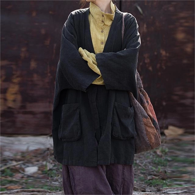 Linen Solid Color Long Cardigan stain resistant coating wrinkle free