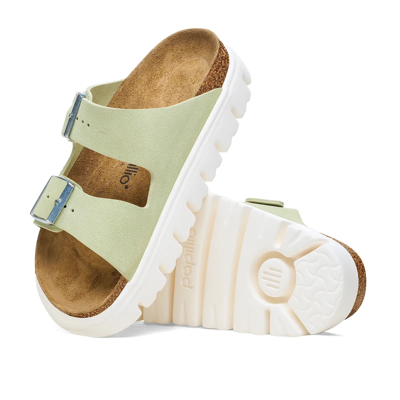 Comfortable Wear Photo Ready Birkenstock Arizona Chunky Slide Sandal (Women) - Faded Lime Suede