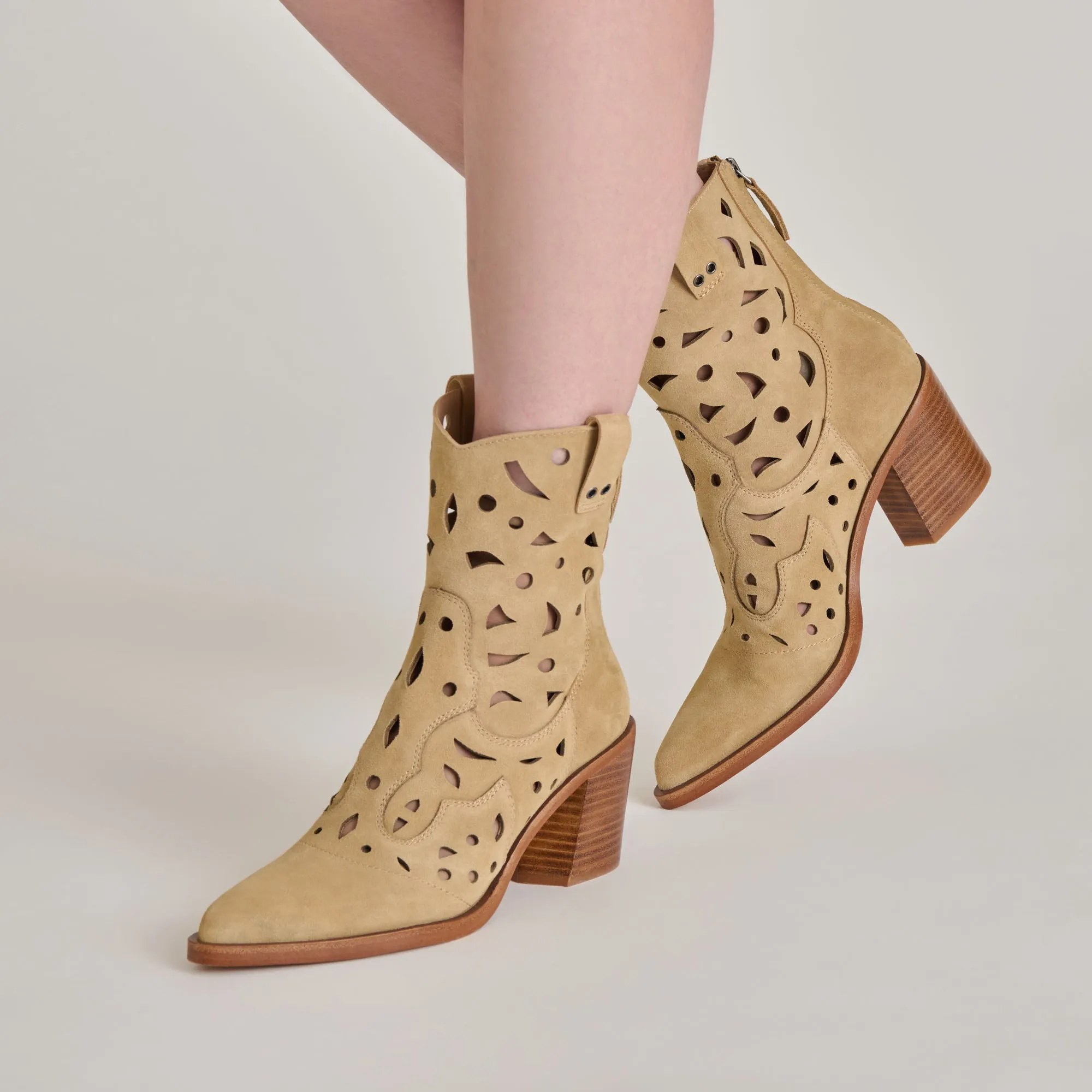 ZENOBI BOOTIES DK TAUPE SUEDE Seamless Upper Construction Lightweight Synthetic